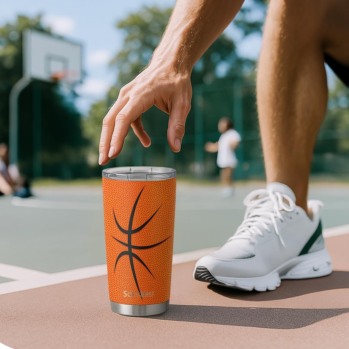Basketball Insulated Tumbler 20oz - Stainless Steel Travel Mug with Non-Slip Grip, Sport Cup for Games & Training, Gift for Players, Coaches, Fans