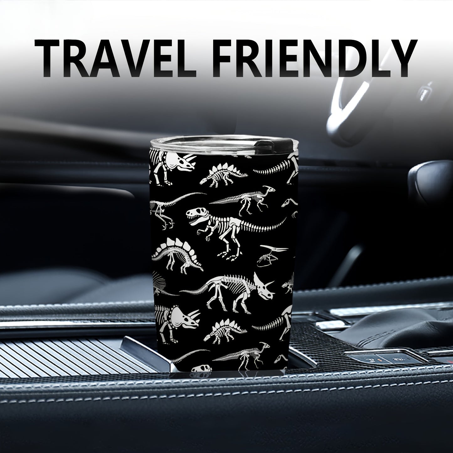 Dinosaur 20oz Insulated Tumbler with Lids, Double Wall Vacuum Stainless Steel Travel Mug - Gift for Dinosaur Enthusiasts
