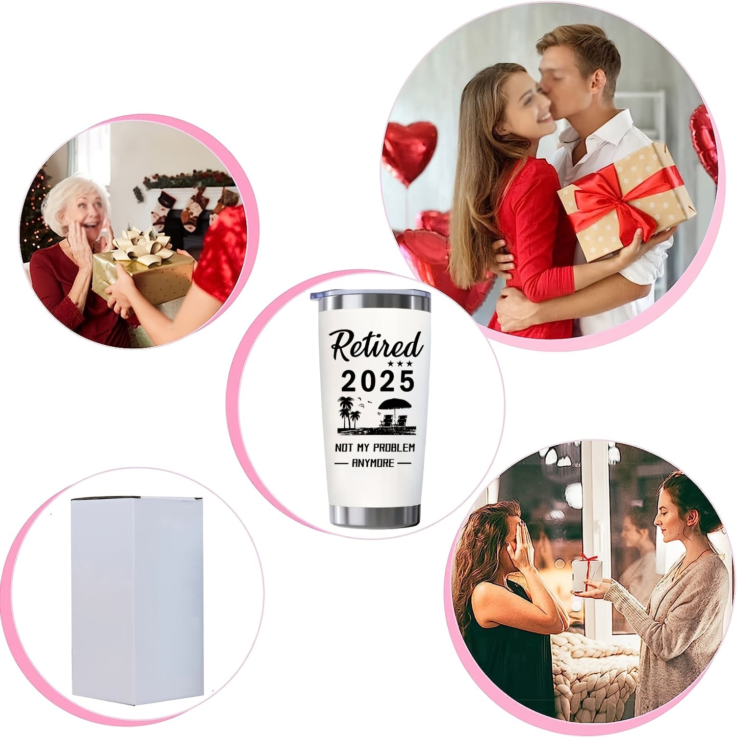 "Retired 2024: Not My Problem Anymore" Tumbler - 20oz Stainless Steel Oval Travel Mug | Funny Retirement Gift with Non-Slip Grip
