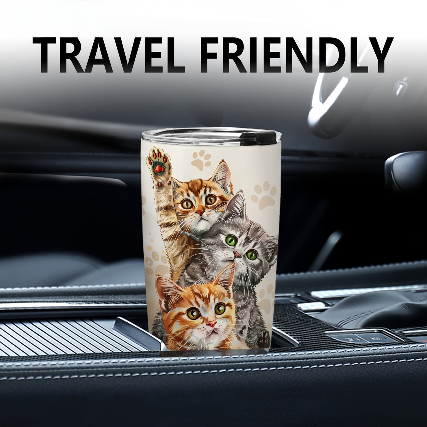 Cat Lover's Tumbler 20oz - Cute Pet Design Insulated Coffee Mug | Unique Gift for Women & Pet Owners, Perfect for Travel & Car
