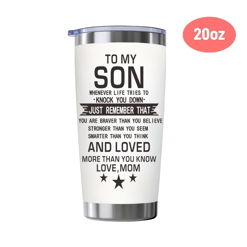 "Whenever Life Knocks You Down" Tumbler for Son - 20oz Inspirational Quote Stainless Steel Cup | Motivational Gift for Birthday, Mother‘s Day & Back to School