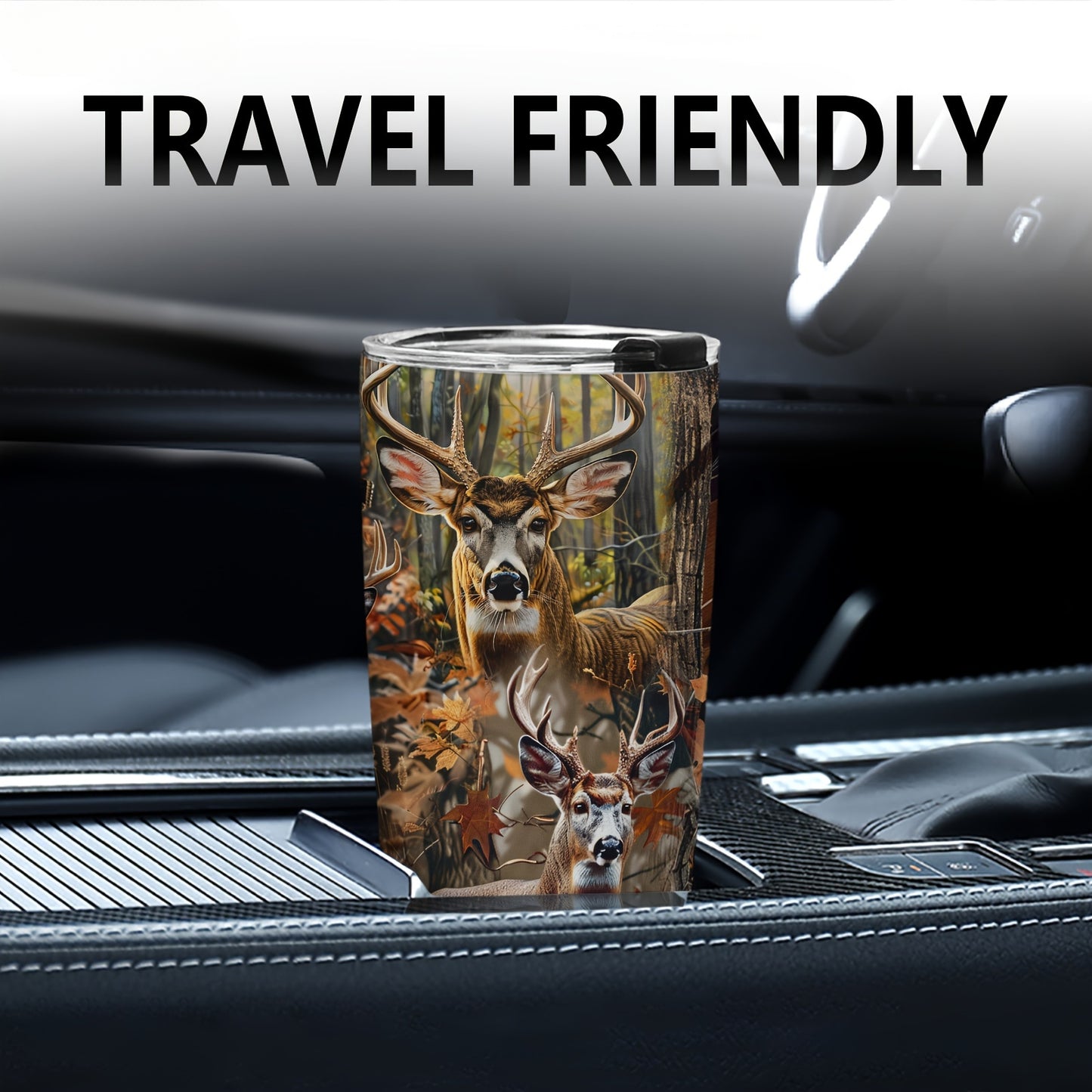 20oz Deer Hunting Tumbler Cup - Insulated Stainless Steel Travel Mug for Men | Gift for Dad, Husband, Papa on Christmas, Birthday, Valentines Day | Reusable Coffee Cup with Lid