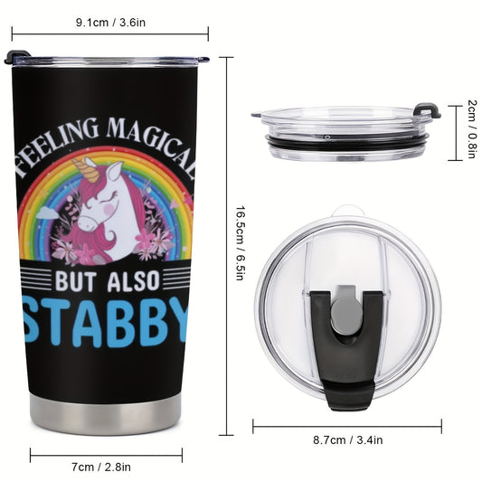 "Feeling Magical But Also Stabby" Tumbler 20oz - Funny Valentine's Day Coffee Mug | Vacuum Insulated Stainless Steel Travel Cup