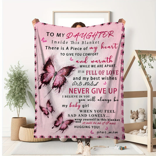 Gift for Daughter: Vintage Butterfly Pillow & Blanket | Flannel Throw, Perfect for Sofa, Travel, and Cozy Comfort