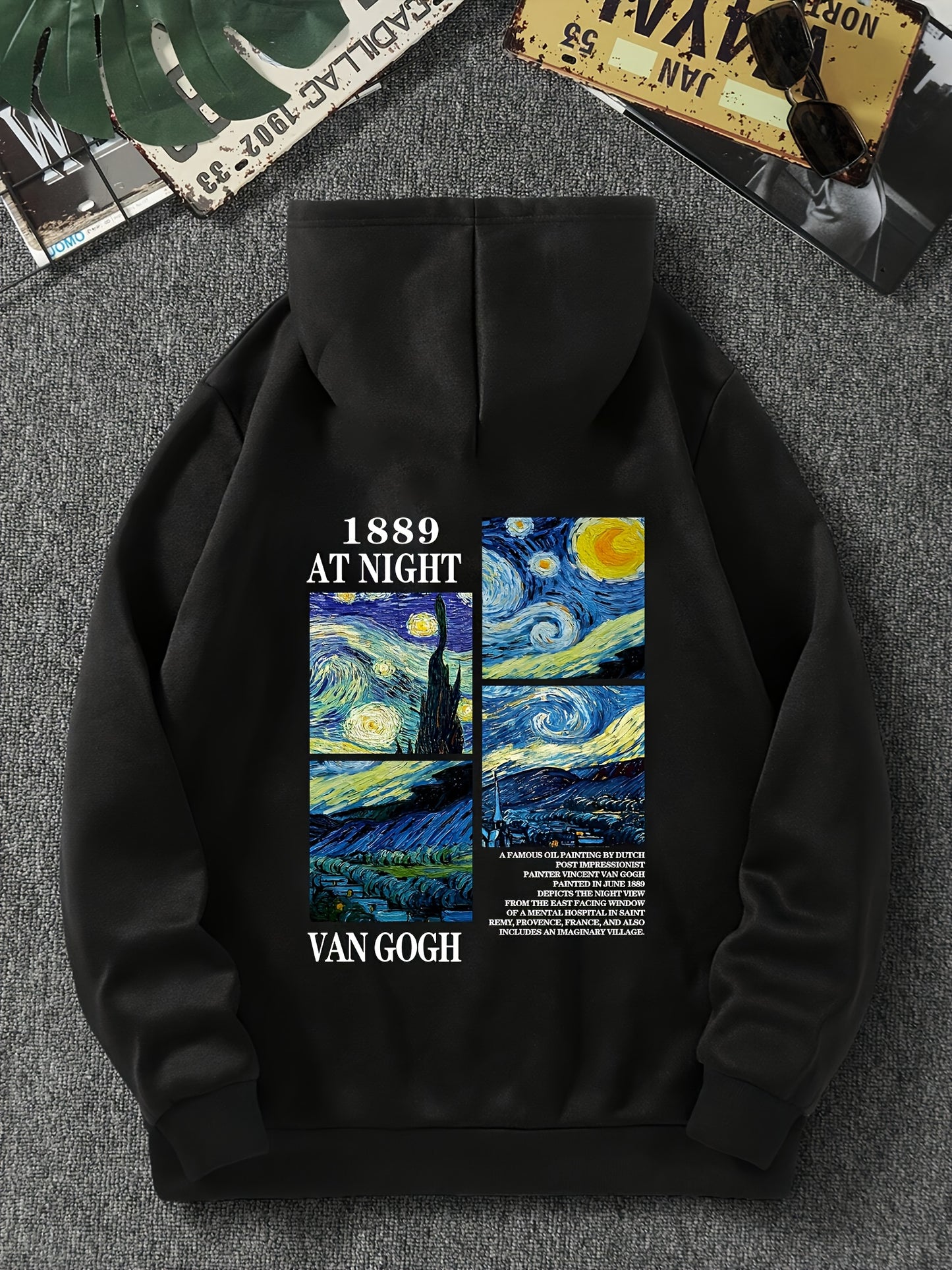 Wearable Art Hoodie: Van Gogh‘s Starry Night - Museum-Quality Graphic Pullover, Machine-Washable & Comfortable | Must-Have for Art Lovers & Unique Gift