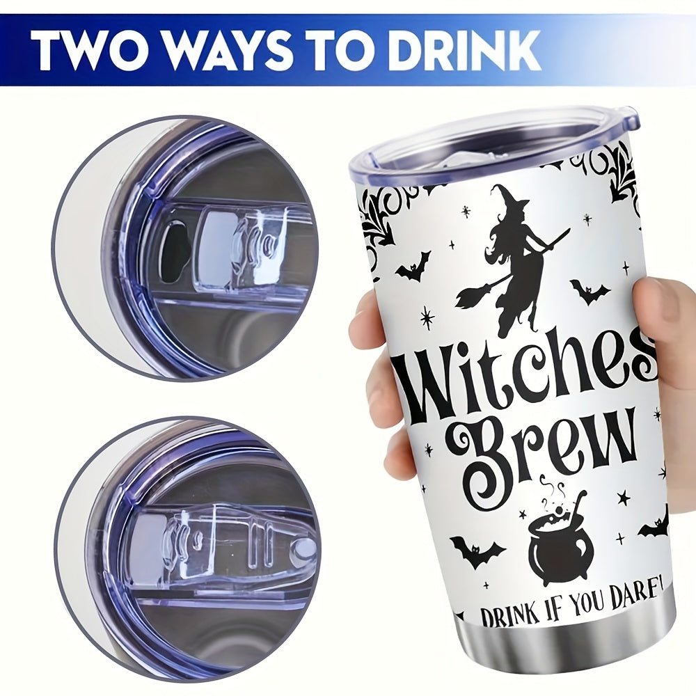 Witch's Brew 20oz Halloween Tumbler - Vacuum Insulated Cauldron Travel Mug for Hot & Cold Drinks | Spooky Gift with Decorative Cauldron, Perfect for Halloween Parties & Witch Lovers