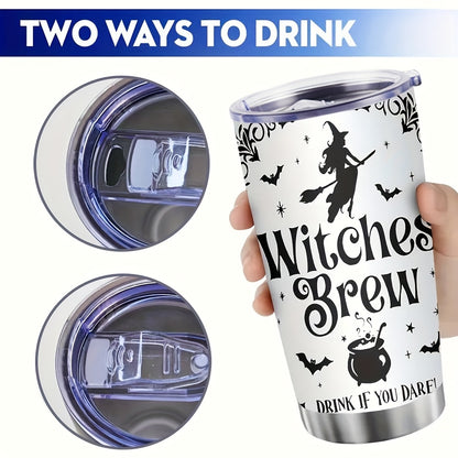 Witch's Brew 20oz Halloween Tumbler - Vacuum Insulated Cauldron Travel Mug for Hot & Cold Drinks | Spooky Gift with Decorative Cauldron, Perfect for Halloween Parties & Witch Lovers