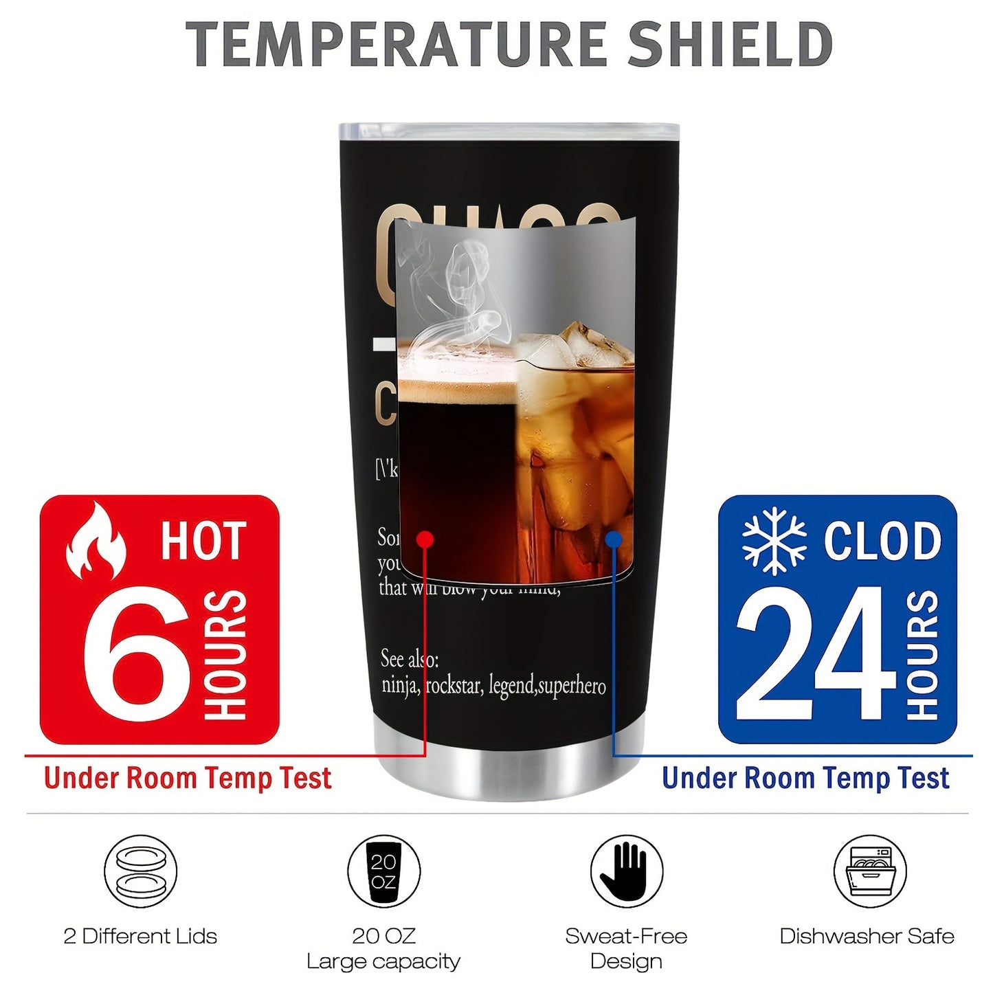 "Chaos Coordinator" Tumbler 20oz - Funny Parenting Humor Stainless Steel Mug | Double Wall Insulated Travel Cup for Moms & Dads, Leakproof Gift