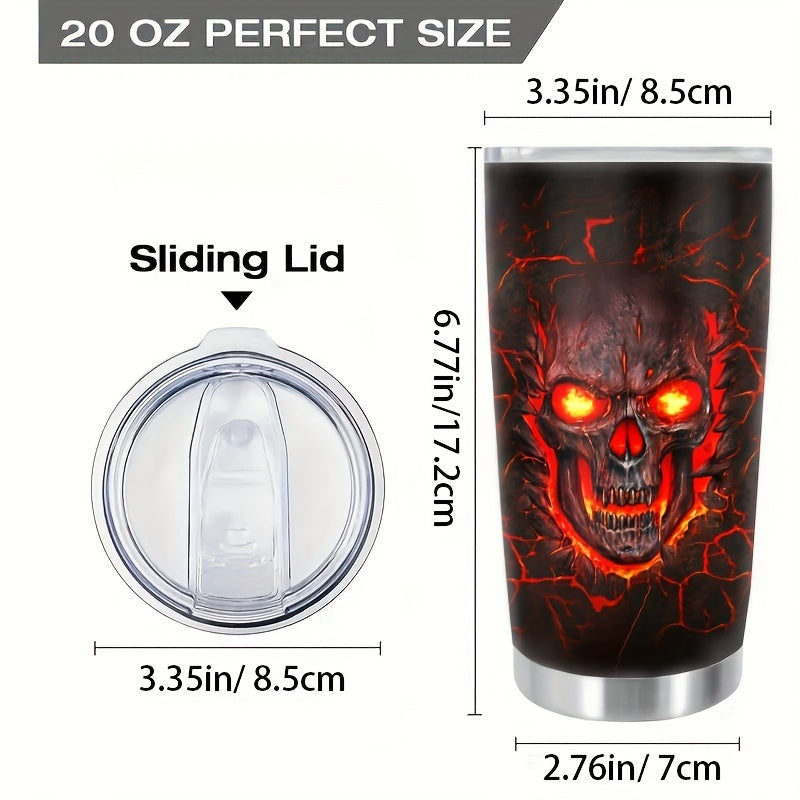 Touch My Coffee and I'll Drink It From Your Skull Tumbler - 20oz Stainless Steel Insulated Mug with Fiery Skull Design, Keeps Hot for Hours - Perfect Halloween & Day of The Dead Gift