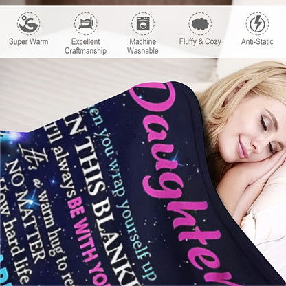 Mother to Daughter Butterfly Gift - Inspirational 'Love & Wings' Flannel Throw, Soft Companion for Sofa, Travel & Life