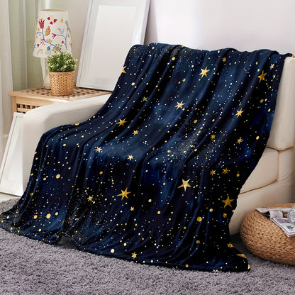 Starry Sky Flannel Throw - Lightweight & Portable Blanket for Home, Travel, and Stargazing | Cozy Celestial Pattern, Soft for Indoor & Outdoor Use