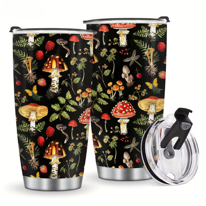 Mushroom Themed Tumbler 20oz - Foloda Stainless Steel with Lid, Perfect Gift for Christmas, Valentine's, Mother's Day & More