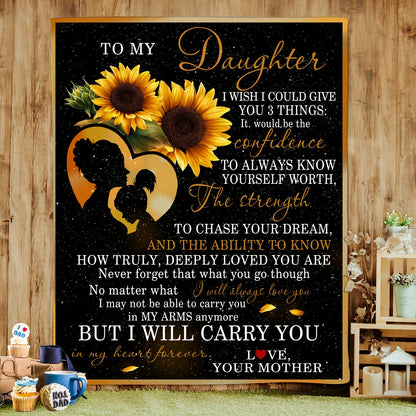 From Mom to Daughter - A Cozy Flannel Blanket for Sofa Snuggles & TV Nights | A Heartfelt Gift to Keep Her Warm & Create Lasting Birthday/Holiday Memories