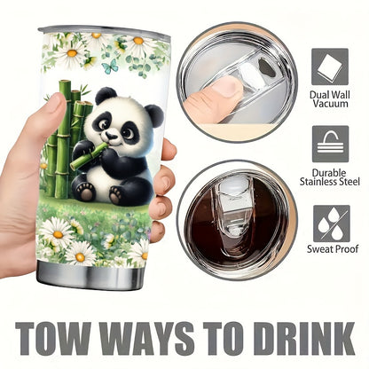 Mother's Day Gifts for Women - Cute Panda with Flowers & Butterfly Tumbler, 20oz Stainless Steel Insulated Cup, Keeps Hot/Cold | Gift for Her, Daughter, Sister, Girlfriend, Mom