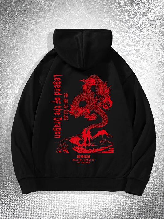 Bestseller Dragon Hoodie for Men - Power Symbol Print with Kangaroo Pocket, Fall & Winter Essential | Adjustable Drawstring, Cult Favorite Streetwear