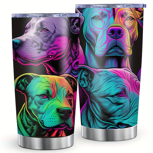 Colorful Dog Print Travel Mug - 20oz Insulated Stainless Steel Tumbler for Hot & Cold Drinks, Reusable & Fits Most Cup Holders - Perfect Pet Lover Gift for Christmas, Thanksgiving, Birthdays