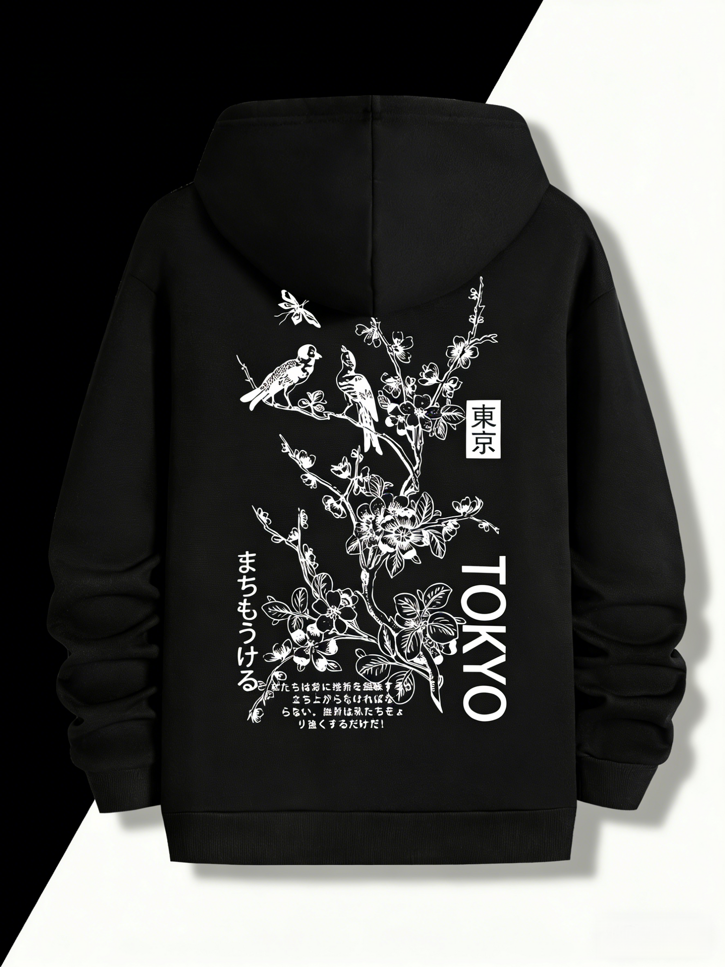 Floral & Bird Graphic Men‘s Pullover, Serene Design with Comfort Fit | Perfect for Everyday Zen & Casual Wear