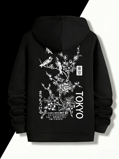 Floral & Bird Graphic Men‘s Pullover, Serene Design with Comfort Fit | Perfect for Everyday Zen & Casual Wear