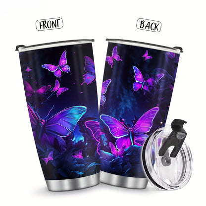 Glitter Butterfly Tumbler - Sparkling Stainless Steel Insulated Cup, 20oz Travel Mug for Hot & Cold Drinks | Perfect Holiday, Birthday Gift for Her, Women, Girls