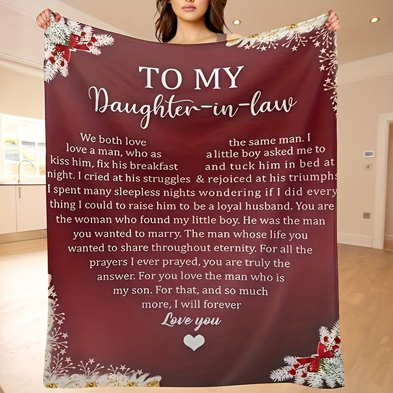 Welcome to the Family Heirloom - Burgundy Floral Flannel Throw, A Cherished Gift for New Daughter-in-Law, Wedding & Beyond