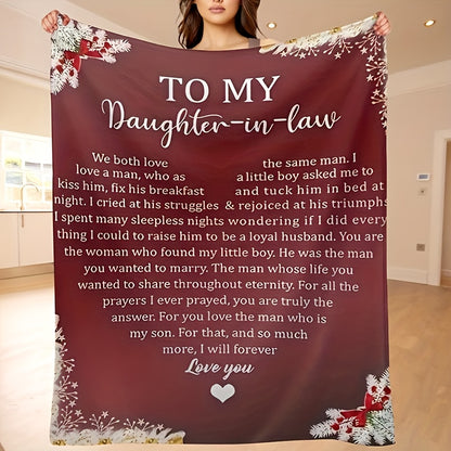 Welcome to the Family Heirloom - Burgundy Floral Flannel Throw, A Cherished Gift for New Daughter-in-Law, Wedding & Beyond