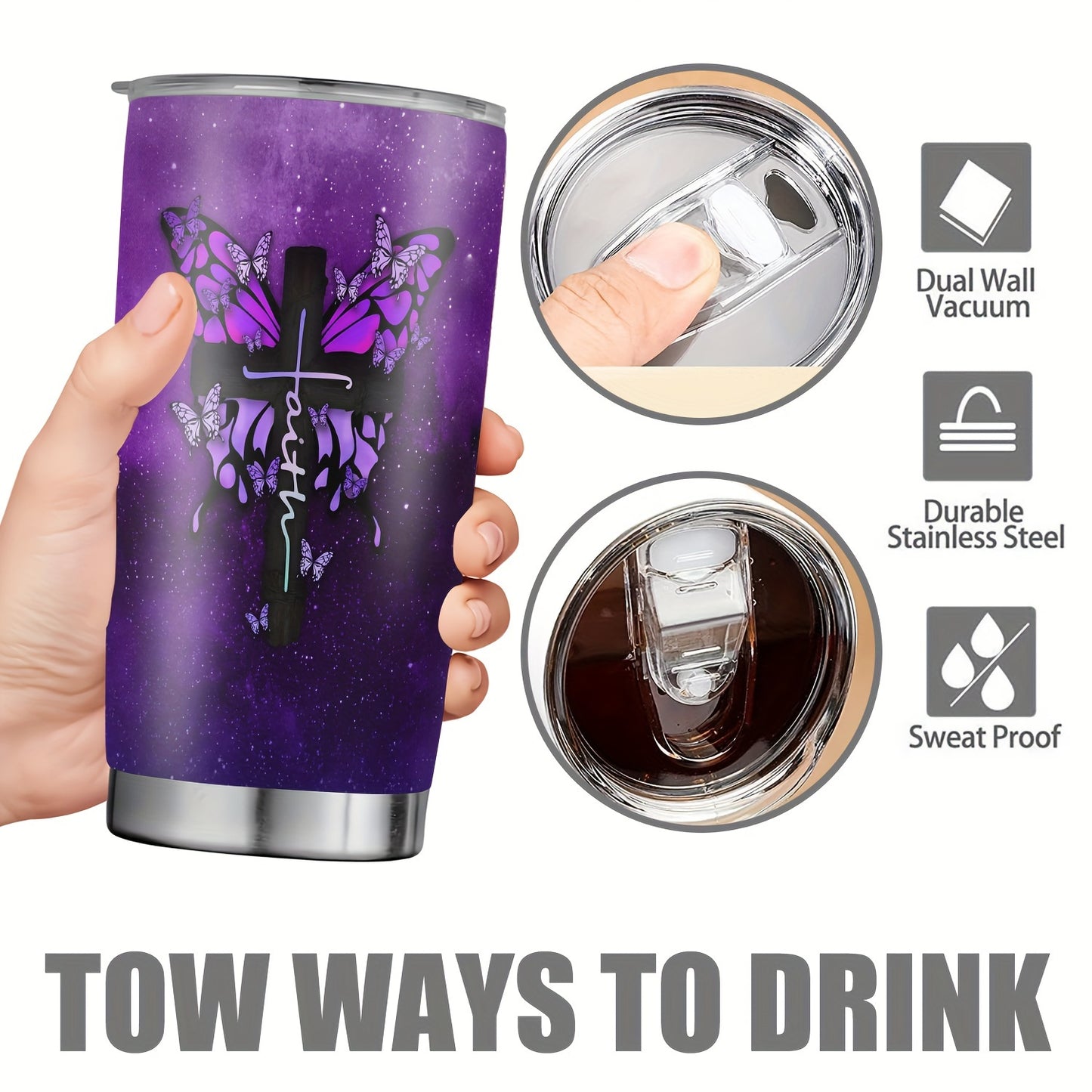 "I Can Do All Things Through Christ" 20oz Stainless Steel Tumbler - Double Wall Vacuum Insulated Travel Mug with Inspirational Quote | Christian Gift