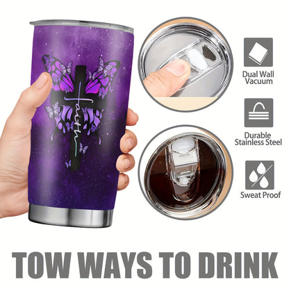 "I Can Do All Things Through Christ" 20oz Stainless Steel Tumbler - Double Wall Vacuum Insulated Travel Mug with Inspirational Quote | Christian Gift
