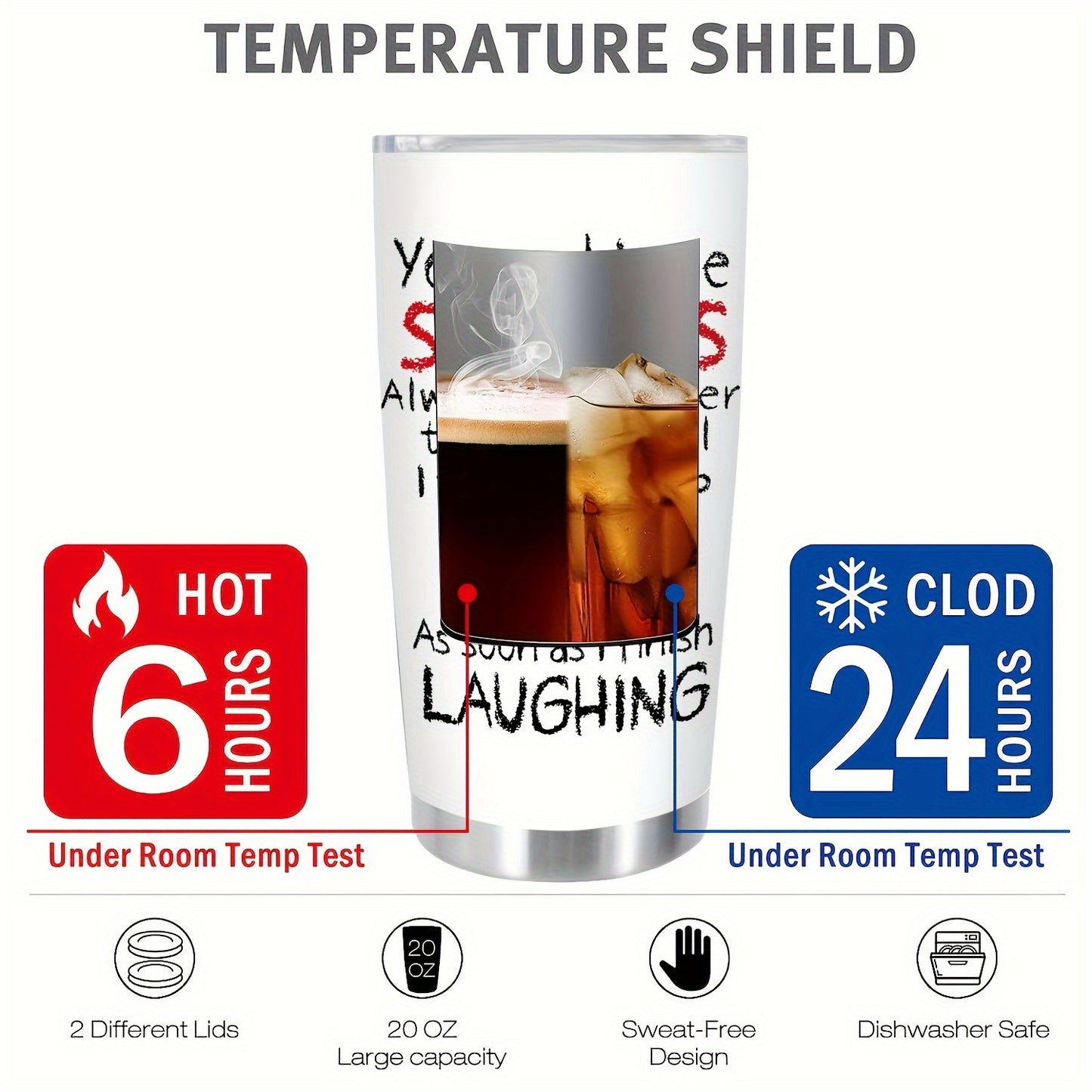 20oz Stainless Steel Tumbler with Lid - Double Wall Vacuum Insulated Cup for Hot & Cold Drinks, Reusable Travel Mug Perfect for Outdoor, Gym, Office | Leak-Proof & Sweat-Proof | Ideal Gift for Men & Women