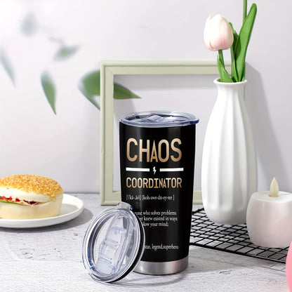"Chaos Coordinator" Tumbler 20oz - Funny Parenting Humor Stainless Steel Mug | Double Wall Insulated Travel Cup for Moms & Dads, Leakproof Gift