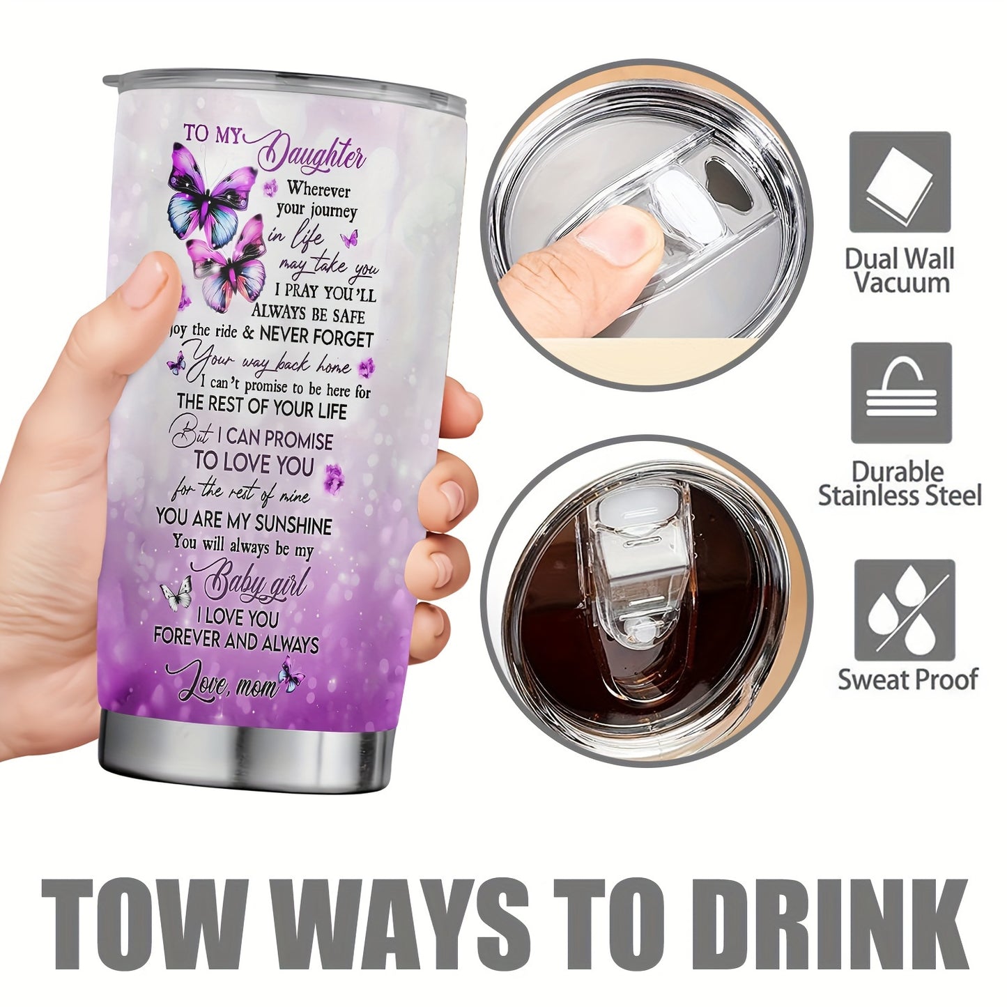 Thoughtful Gift for Parents - 20oz Elegant Floral Stainless Steel Tumbler, Double-Wall Vacuum Insulated Travel Mug | Keeps Drinks Hot/Cold, Hand Wash Care