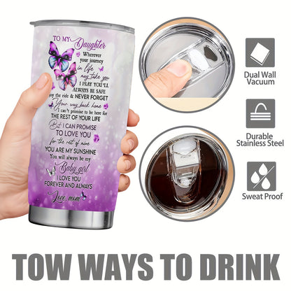 Thoughtful Gift for Parents - 20oz Elegant Floral Stainless Steel Tumbler, Double-Wall Vacuum Insulated Travel Mug | Keeps Drinks Hot/Cold, Hand Wash Care