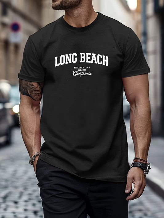 Men's Trendy Letter Print T-Shirt - Short Sleeve Crewneck Top for Spring & Summer | Casual Tee Shirts