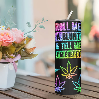 Color-Changing Glitter Tumbler 20oz - Stainless Steel Insulated Cup with Botanical Design, Leak-Proof Lid & Straw, Aesthetic Travel Mug Gift