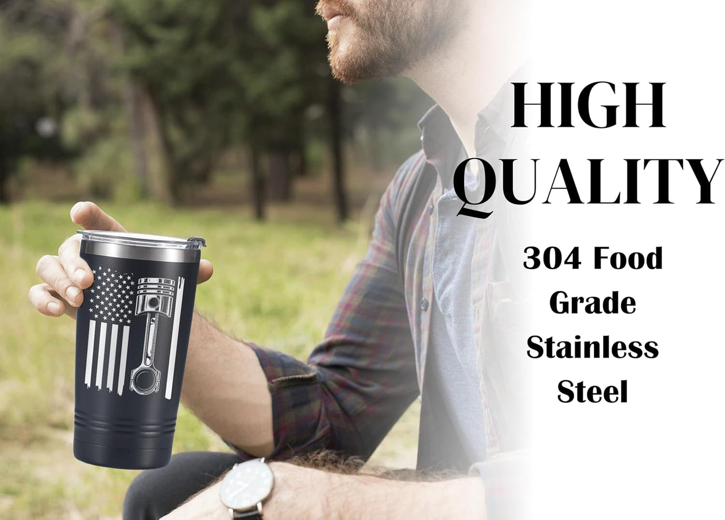 Premium Car Enthusiast Tumbler – 20oz Vacuum Insulated Stainless Steel with Lid & Straw, Engineered for the Road