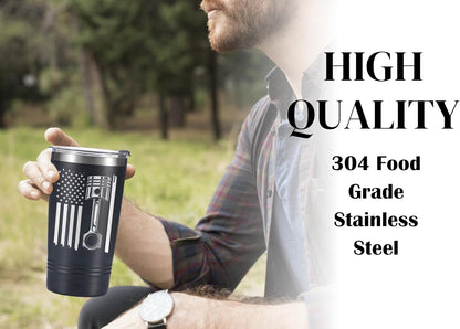 Premium Car Enthusiast Tumbler – 20oz Vacuum Insulated Stainless Steel with Lid & Straw, Engineered for the Road
