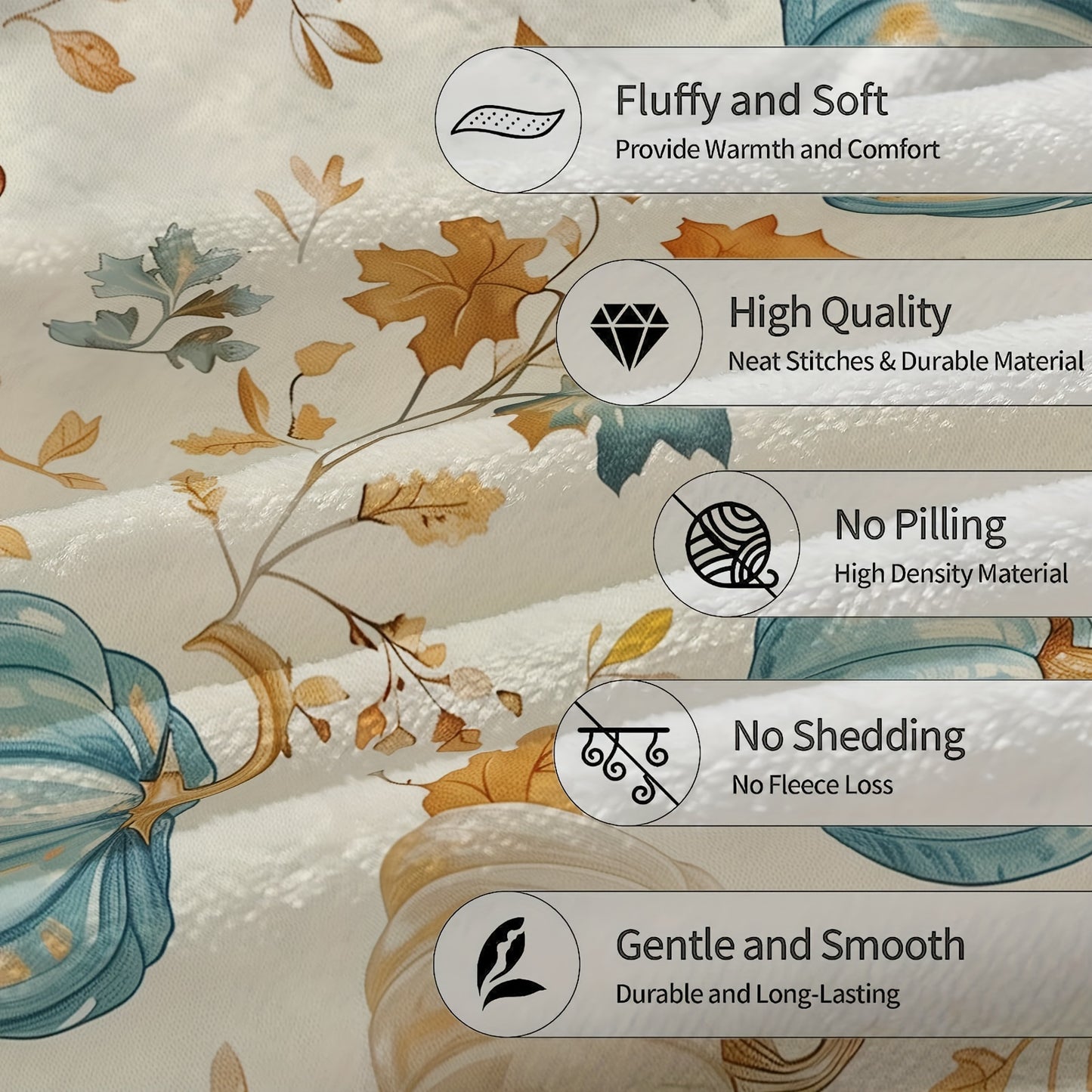 Cozy Pumpkin Flannel Throw Blanket - Ultra Soft, Warm & Lightweight, Machine Washable for Sofa or Bed