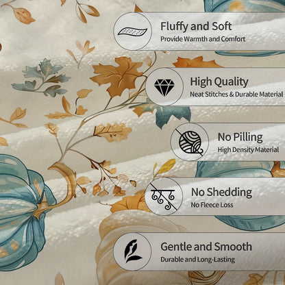 Cozy Pumpkin Flannel Throw Blanket - Ultra Soft, Warm & Lightweight, Machine Washable for Sofa or Bed