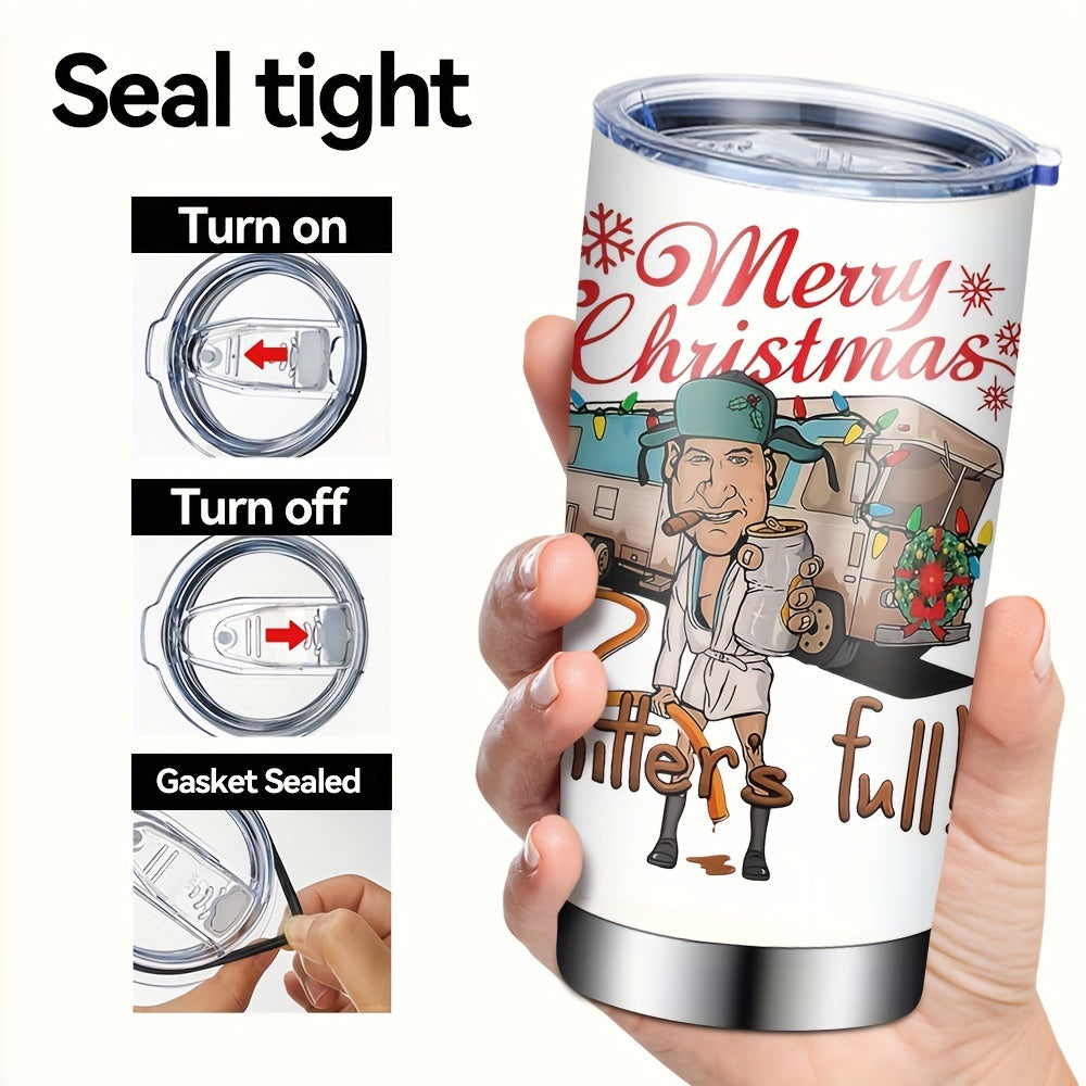 20oz Stainless Steel Insulated Travel Tumbler with Lid - Camouflage Christmas Theme, Hand Wash Only - Reusable & Non-Slip for Hot/Cold Drinks - Ideal Holiday Gift for Christmas, Halloween, Thanksgiving