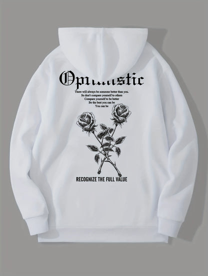 Minimalist Geometric Print Hoodie - Men's Modern Streetwear Trend Casual Kangaroo Pocket Hooded Sweatshirt