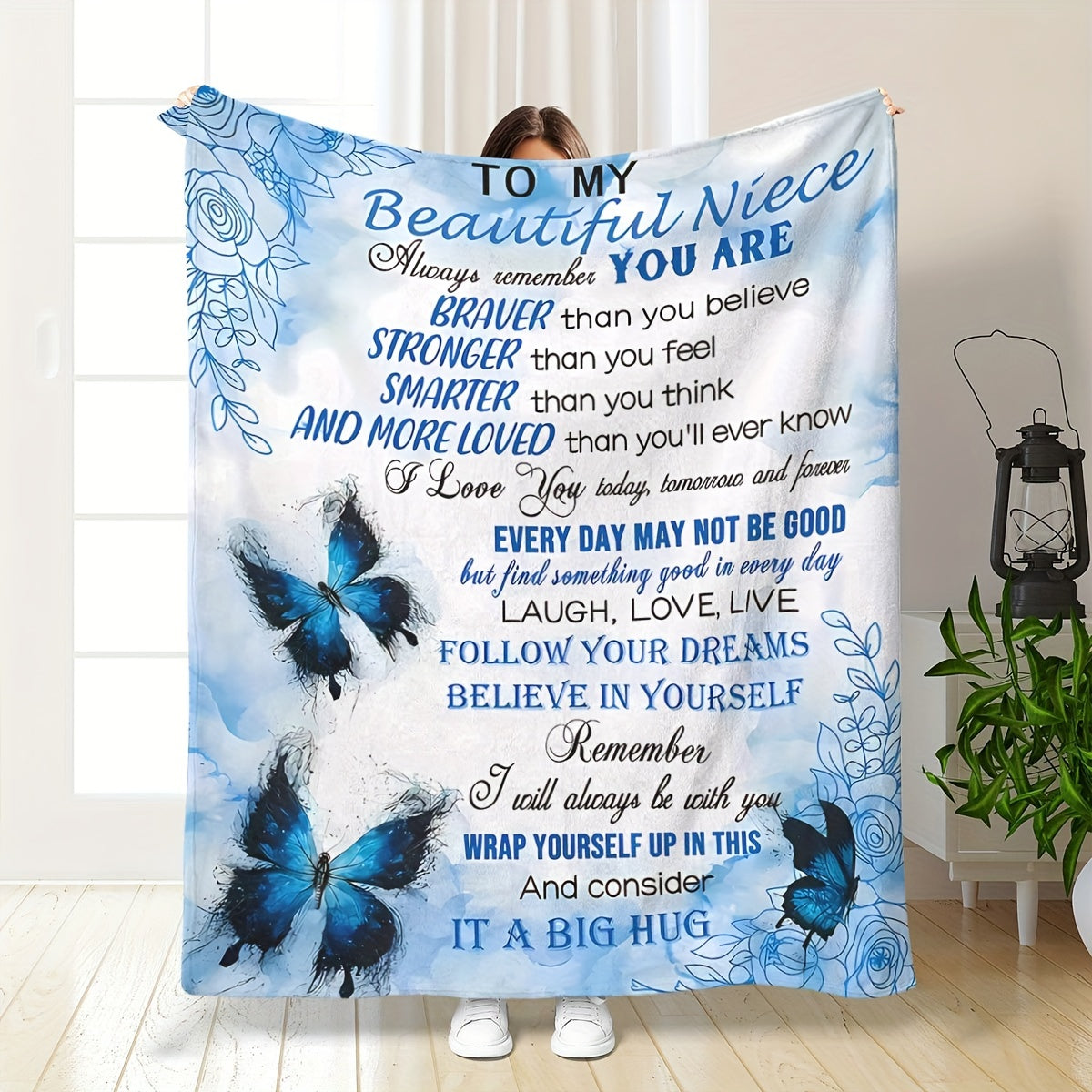 Winter Warm Flannel Camping Blanket - Ultra-Soft & Insulated for Travel, Cozy Birthday & Christmas Gift for Niece, Teen Girls, Outdoor Adventures