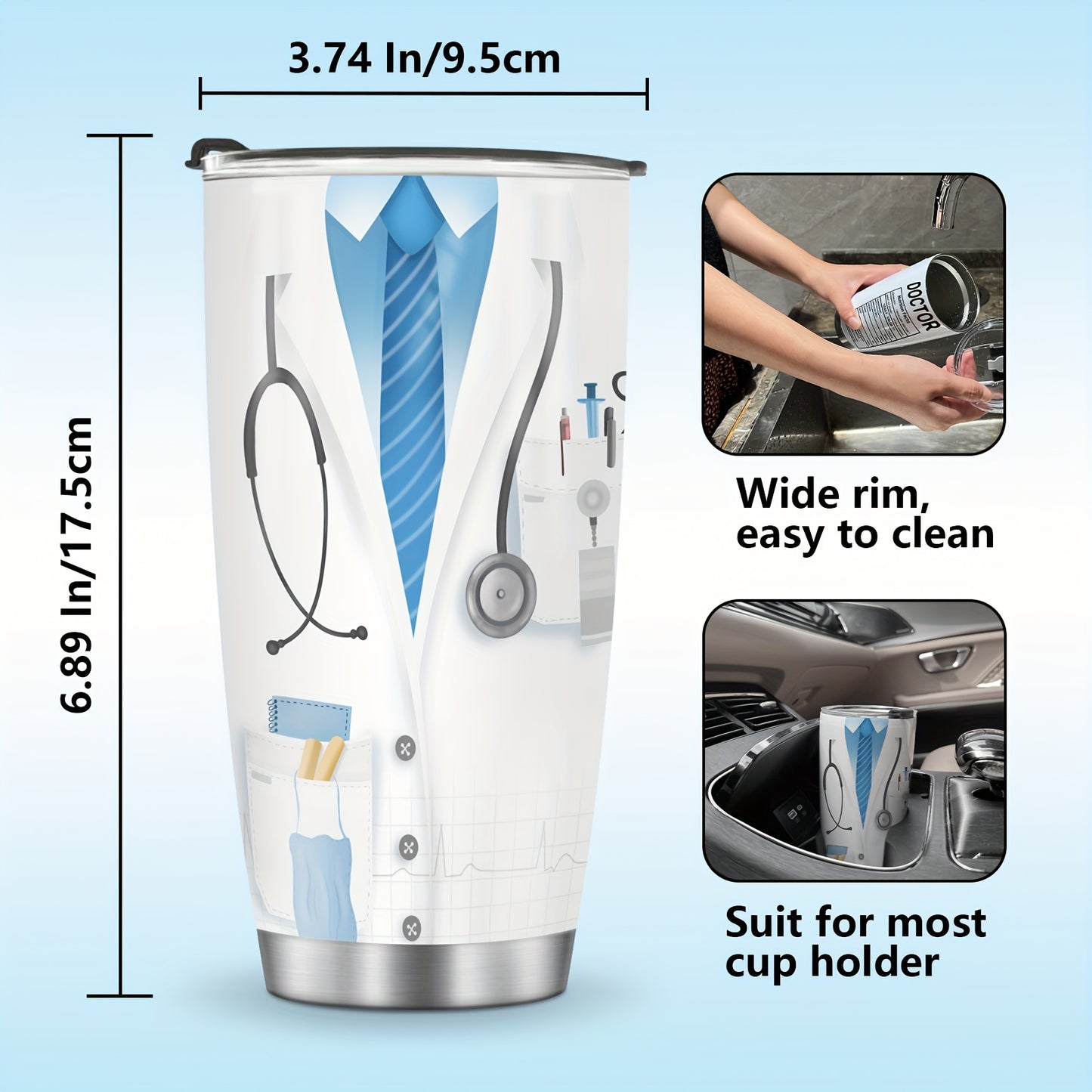 Doctor Gift Tumbler 20oz - Travel Coffee Mug for Men & Women | Appreciation, Graduation, Retirement Present for Doctor & Medical Student