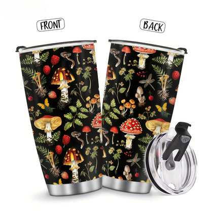 Mushroom Themed Tumbler 20oz - Foloda Stainless Steel with Lid, Perfect Gift for Christmas, Valentine's, Mother's Day & More