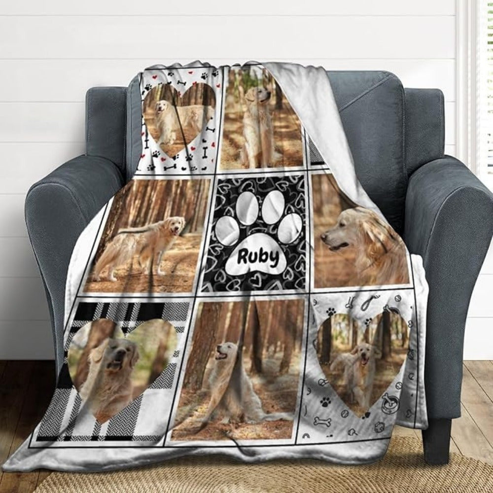 In Loving Memory Pet Blanket - Custom Photo Memorial for Beloved Dog, Soft Flannel Comfort Throw, Sympathy Gift for Pet Loss & Healing