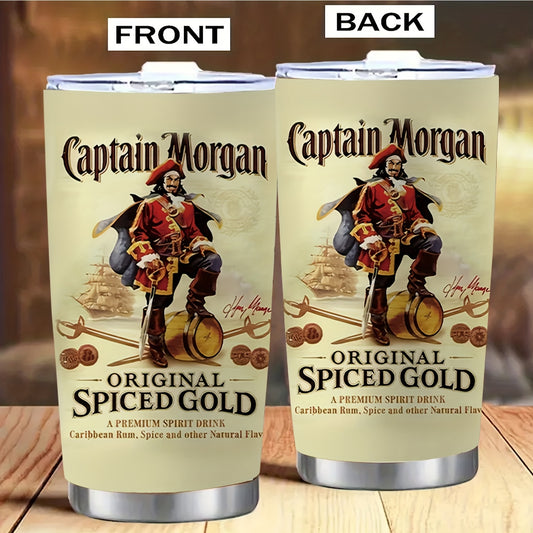 Captain Herringbone Tumbler - Original Design 20oz Golden Stainless Steel Insulated Cup, Splash-Proof Lid & Non-Slip Base | Premium Gift for Men & Women