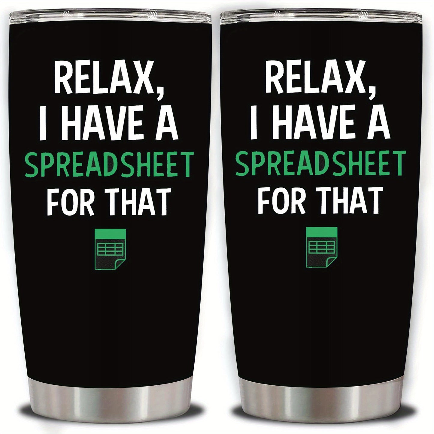 Funny Accountant Tumbler 20oz - "Relax, I've a Spreadsheet for That" Humor Insulated Stainless Steel Mug with Lid, CPA & Finance Professional Gift, Durable Office Drinkware
