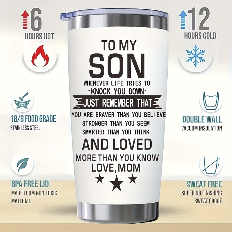 "Whenever Life Knocks You Down" Tumbler for Son - 20oz Inspirational Quote Stainless Steel Cup | Motivational Gift for Birthday, Mother‘s Day & Back to School
