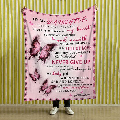 Gift for Daughter: Vintage Butterfly Pillow & Blanket | Flannel Throw, Perfect for Sofa, Travel, and Cozy Comfort