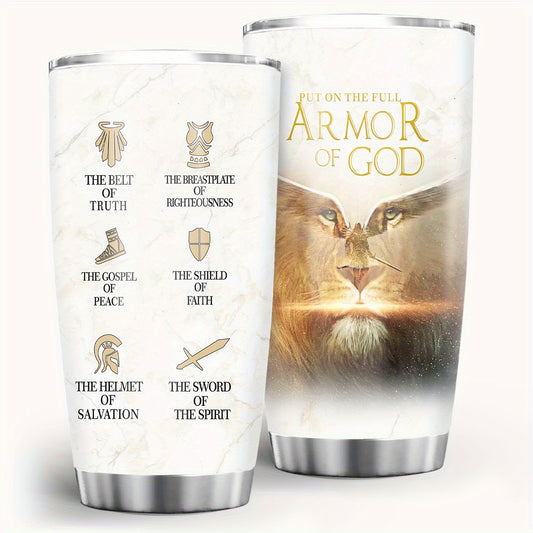 "Put On The Full Armor Of God" 20oz Tumbler - Ephesians 6 Bible Verse Gift for Pastor, Priest & Church Leaders | Stainless Steel Insulated Cup for Ministry