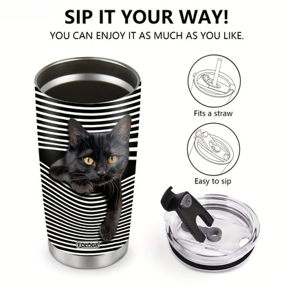 Fun Cat Tumbler Gift Set - 20oz Stainless Steel Insulated Cup - Perfect Christmas, Birthday, Mother‘s Day Gift for Animal Lovers & Girls