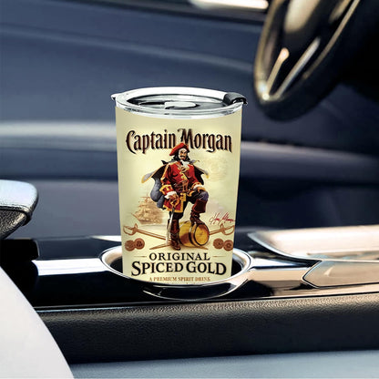 Captain Herringbone Tumbler - Original Design 20oz Golden Stainless Steel Insulated Cup, Splash-Proof Lid & Non-Slip Base | Premium Gift for Men & Women
